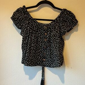M. Frederic Black Polka Dot Baby Doll Crop Top Size O/S NWT